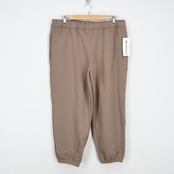 Athleta Forever Fleece Jogger Pyrite Brown Size Large Petite NWT - Picture 3 of 8